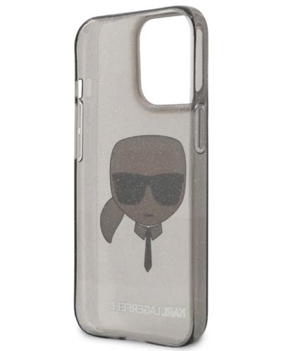 Калъф Karl Lagerfeld - Glitter Karl Head, iPhone 13 Pro, черен - 3